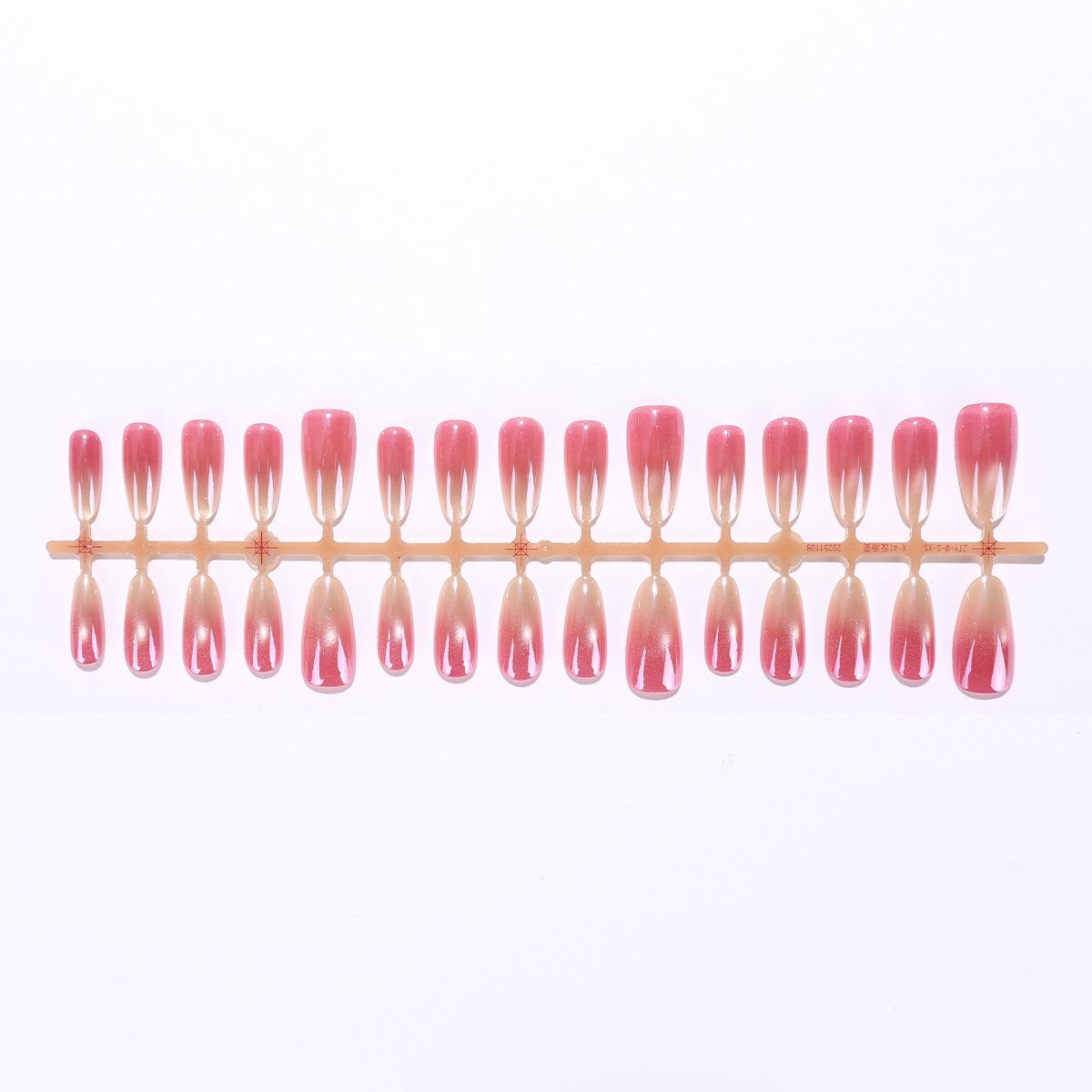 High-End Gradient Cat Eye Electroplated Red Glass Nail Tips