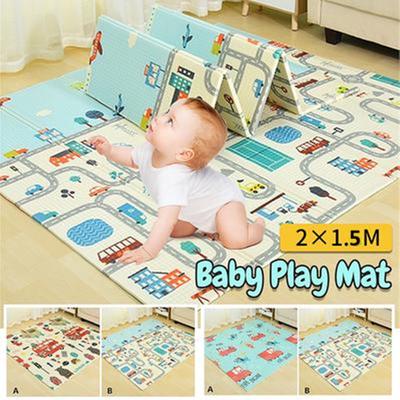 2x1.5m Infant Foldable Cartoon Baby Play Mat Babe Carpet Children Crawling Pad Game Picnic Carpet