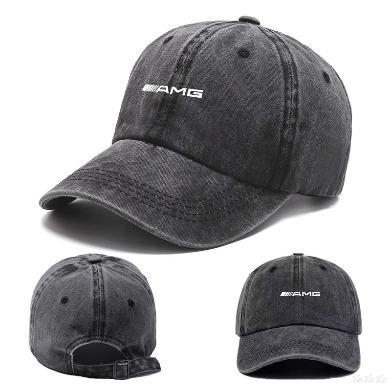 Car Logo Prints Vintage Denim Baseball Caps Men Woman Adjustable Outdoor Duckbill Caps For Benz AMG W212 W204 W168 W213 Stickers JD2