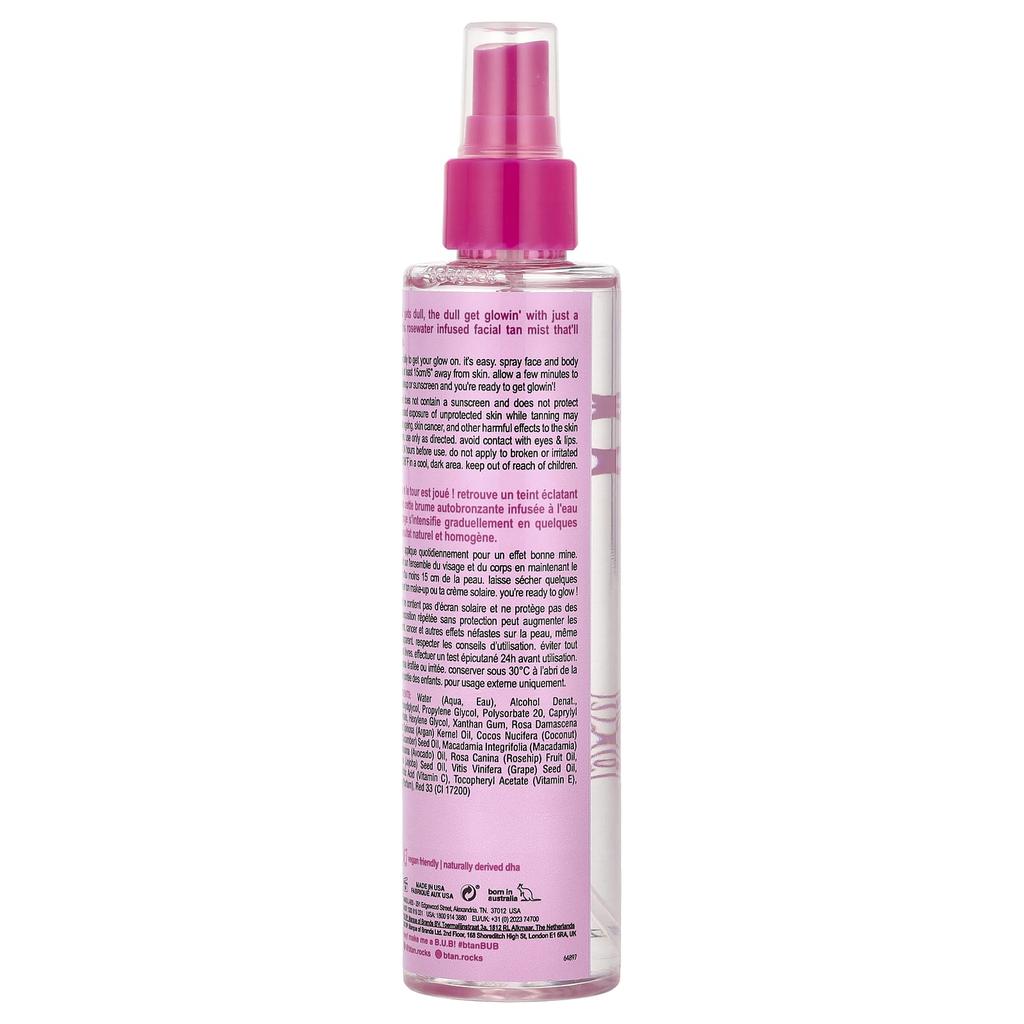 b.tan Gimme The Glow Down, Dark, Facial Tan Mist, Rosewater, 6.7 Fl Oz (190 Ml)