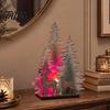 Holiday Table Decoration Wooden Christmas Tree Decor with LED Light, Rustic Standing Sign Ornament Reindeer Santa Claus for Tiered Tray, Home