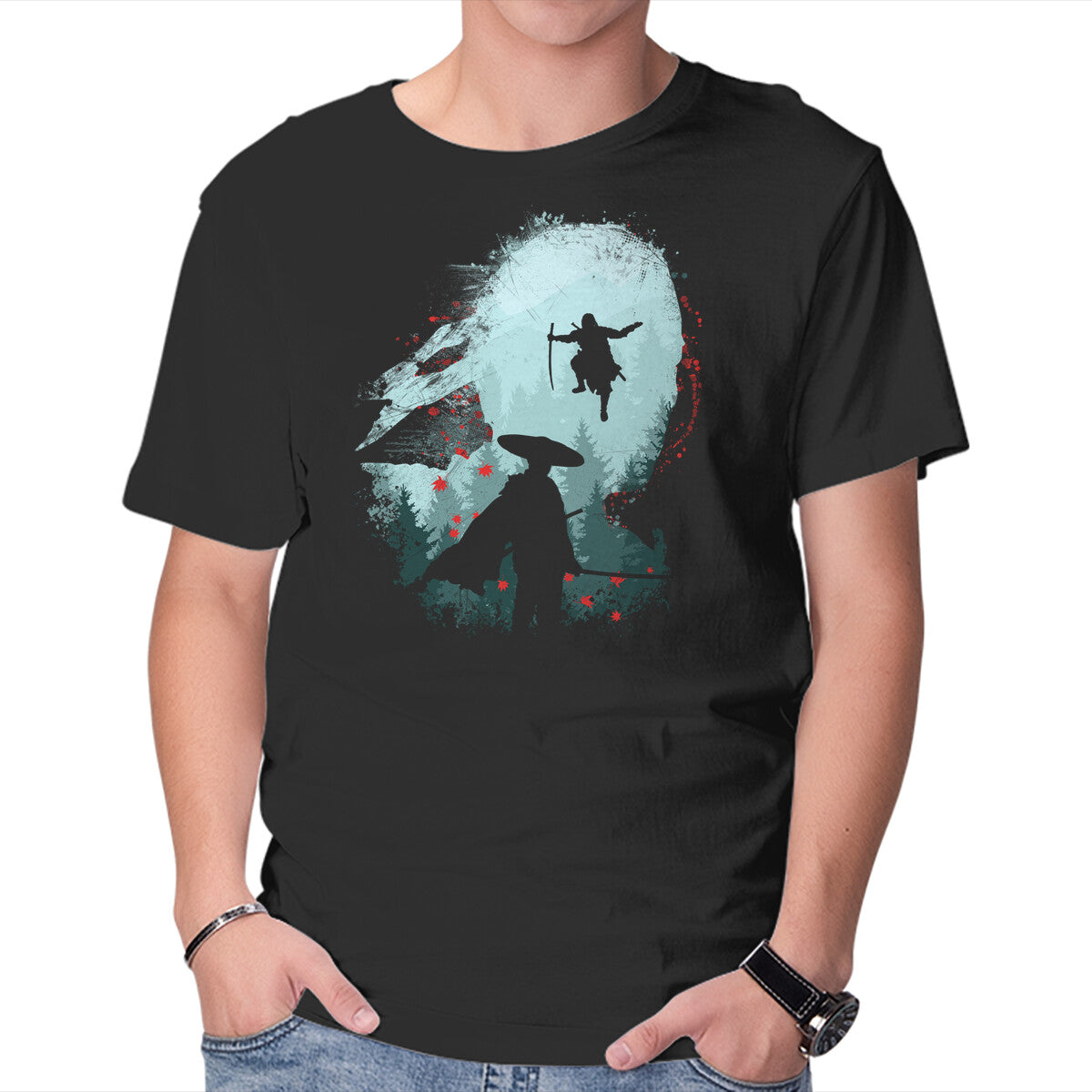 Unisex Crew Neck T-Shirt Samurai Way Graphic Short Sleeve Casual Tee XXXXL