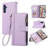 For Samsung Galaxy A36 5G Case Multi Card Slots Zipper Leather Phone Cover with Wrist Strap