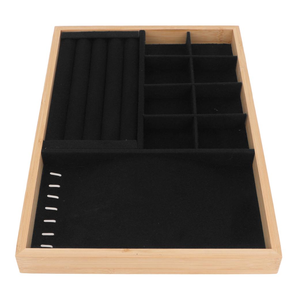 Jewelry Drawer Insert Multipurpose Triple Use Jewelry Display Tray for Ring Earring Bangle Bracelet Necklace Black