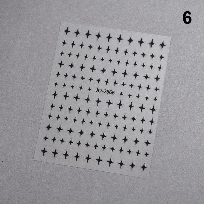 1 Stück Weiß Schwarz Sterne Nagelaufkleber Irreguläre Pentagramm Abziehbilder Rosa Laser Glänzend Glitzer Sternenlicht Maniküre Ornamente Slider