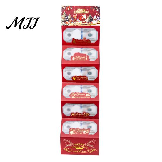 Christmas Gift Giving Supplies Money Card Holder with 6 Slots, Santa/Elk/Tree Theme Cash Box for Santa Claus Bills And Cards, Festive Cardboard