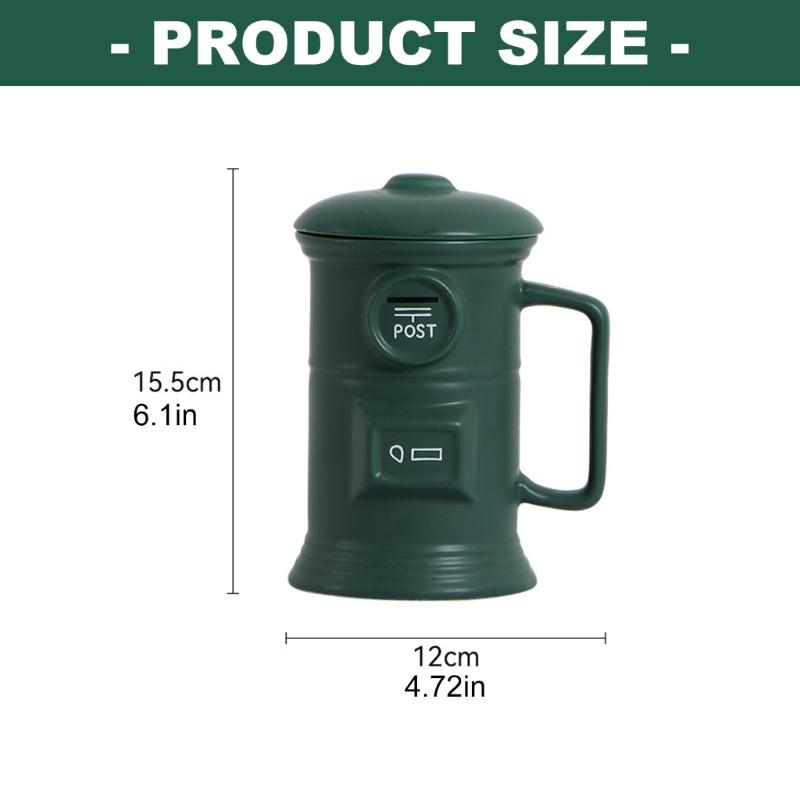 Retro Mailbox Shape Coffee Cup 500ml Ceramic Drinking Mug with Handle and Lid For Birthday Christmas Gift And Daily Use