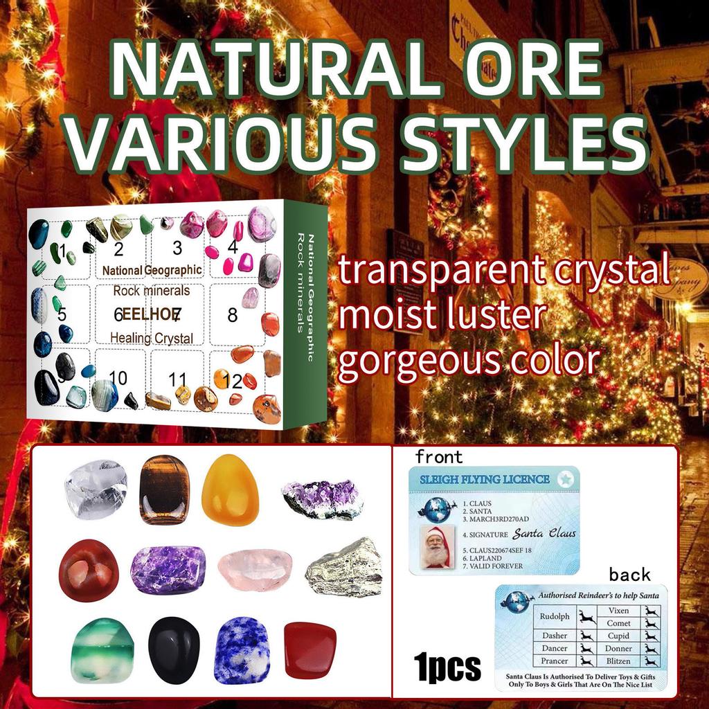 2021 Advent Calendar - 12 Pcs  Size Natural Crystal Agate Stone Rocks, Minerals & Fossils Advent Calendar