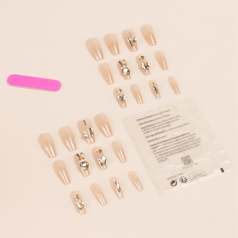 Milky White French Glass Heart Jelly Gel Short False Nails