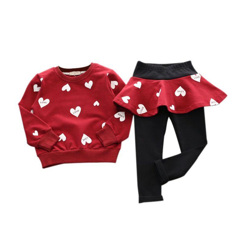 Autumn Children Suit Girls Stitching Sports Suit Trendy Sweater 2pcs Suit