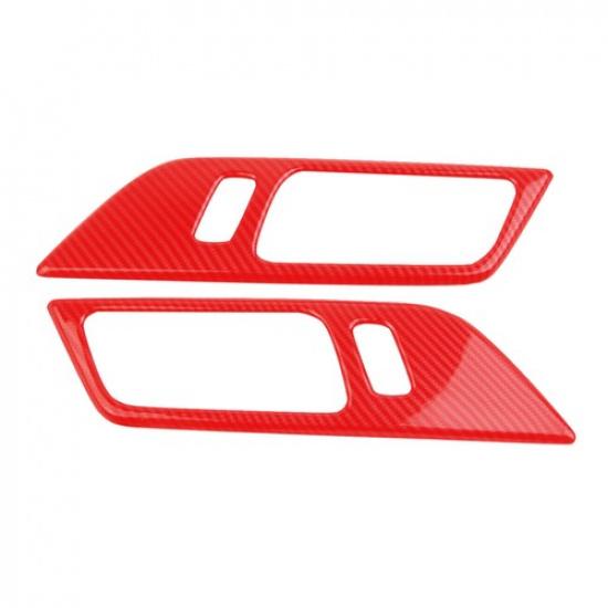 Inner Door Handle Bowl Panel Cover For Ford Mustang 15-2024 GL Red Carbon Fiber