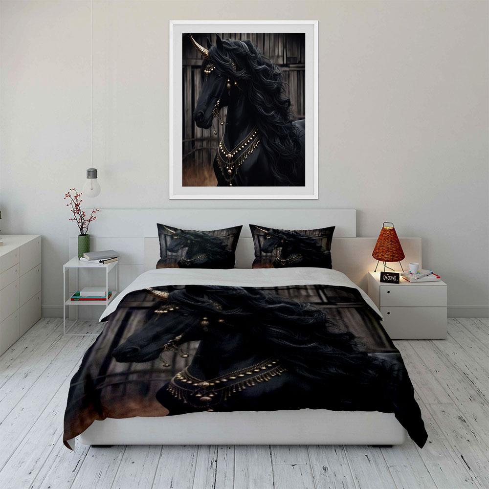 Majestic Unicorn Decor Set Bedding Set With 1 Duvet Cover 2 Pillowcases Single Double King Queen, Gift