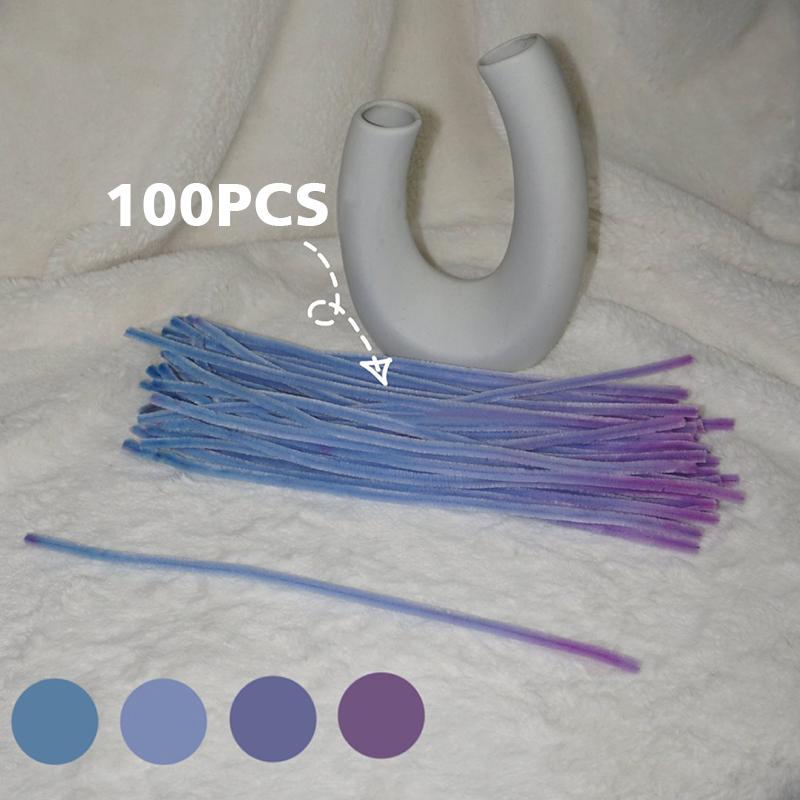 100pcs DIY Colorful Twisted Stick Plush Folding Stick Gradient Twist Stick Ribbon Bar Strip Iron Wire Thread DIY Handmade Toys