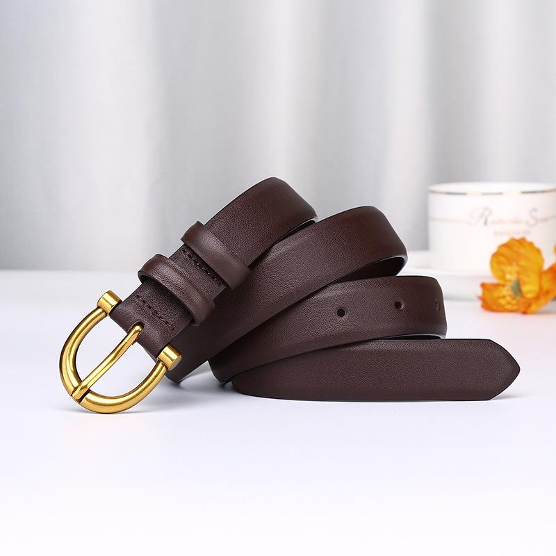 New Minimalist Women'S Belt Leather Fashion Simple Versatile Elegant High Sense First Layer Cowhide Belt Women