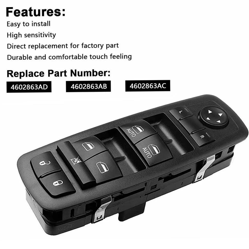 Power Window Master Control Switch Drive Side For 2009 2010 2011 2012 2013 2014 2015 Dodge Ram 1500 2500 3500 Quad Cab 4602863AD 4602863AB 4602863AC