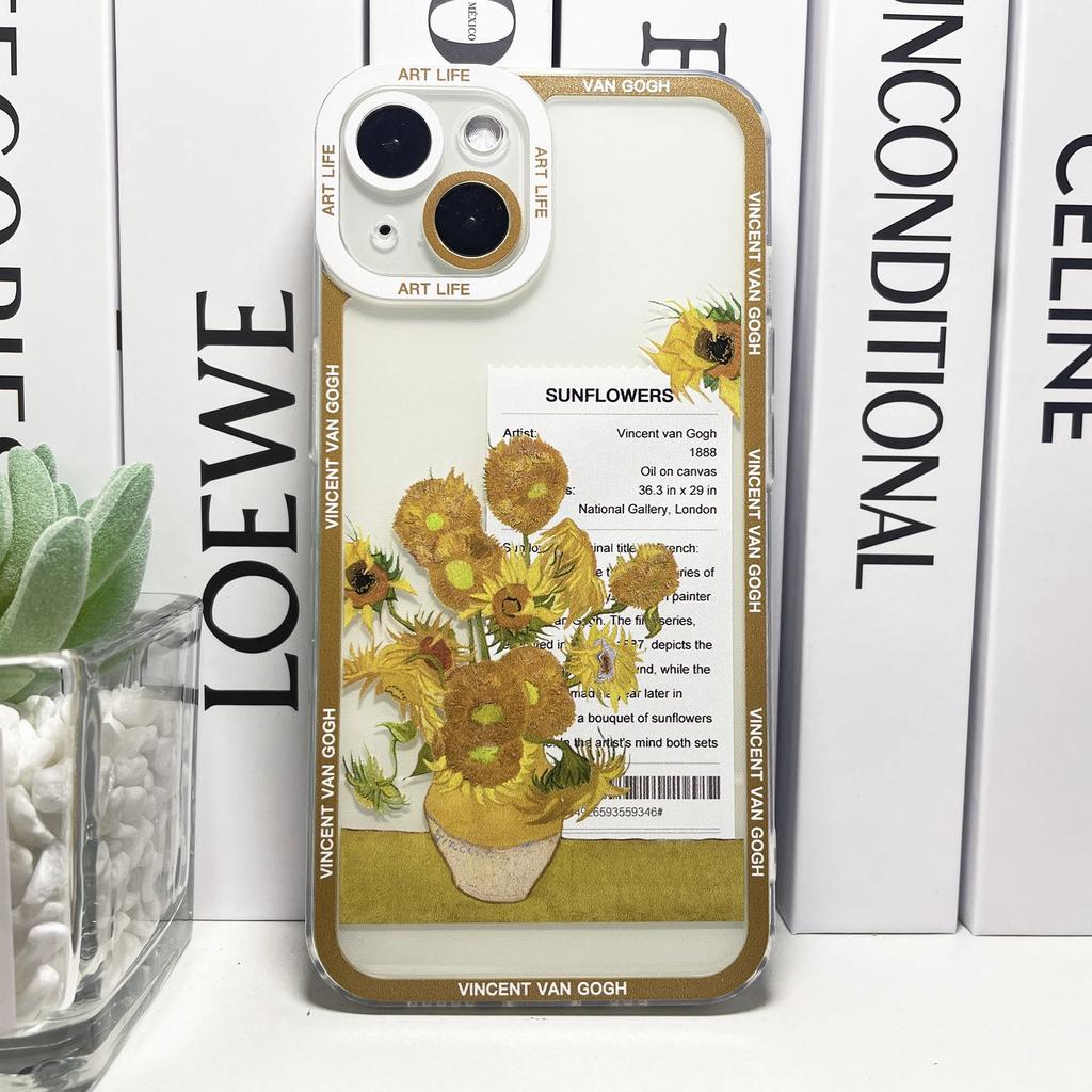 Van Gogh Aesthetic Art Phone Case For iPhone 16 15 14 13 12 11 Pro Max XS X XR SE 78 Plus Mini Funda Sunflowers The Starry Night