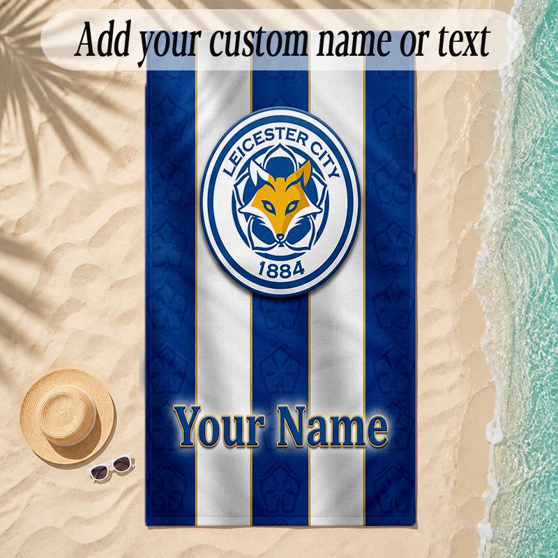 Beach TowelLeicester City Custom Name Text Personalized Soft Towel for Beach Pool Indoor Home Decor Gift
