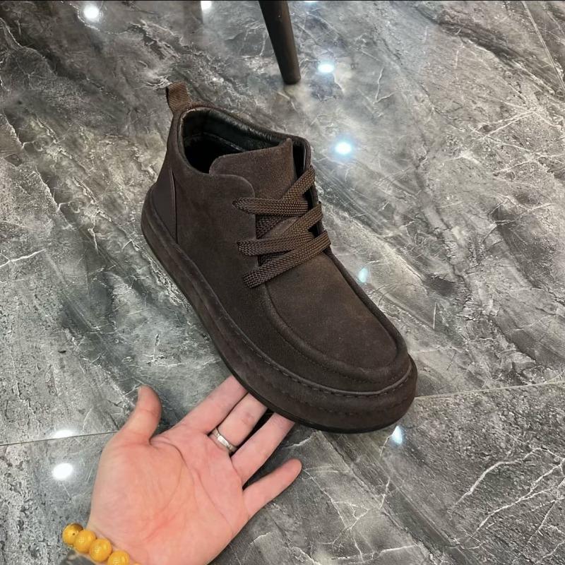 Fashion Mens Casual Cotton Shoes Comfortable Platform Ankle Boots Winter Suede Leather Board Shoes with Fur Man Walking Sneakers