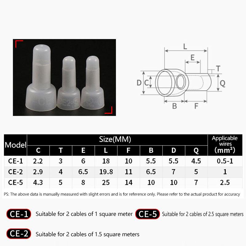 100/250Pcs Nylon Insulated Closed End Crimp Terminals Connectors 22-16/16-14/12-10 Gauge Crimp Cap Kit