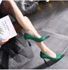 2022 New Woman Pink Pumps Luxury Designer Metal Pointed Stiletto Shallow Mouth Single Shoes High Heels Women Green Party Shoes