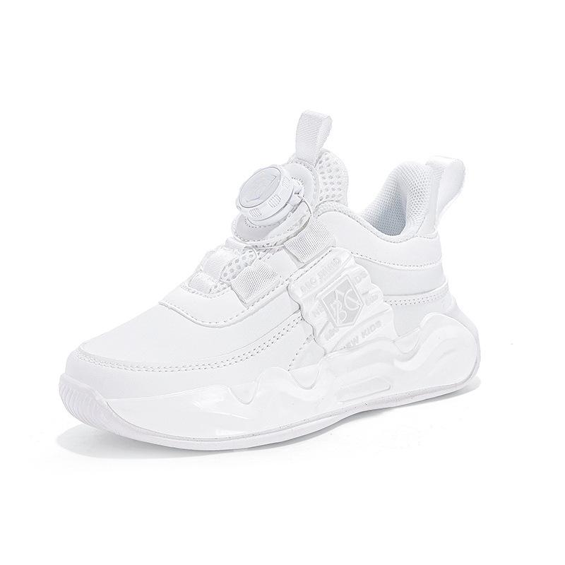 Children's sports tide shoes 2025 new girls rotating button pink white shoes medium older boys outdoor running shoes