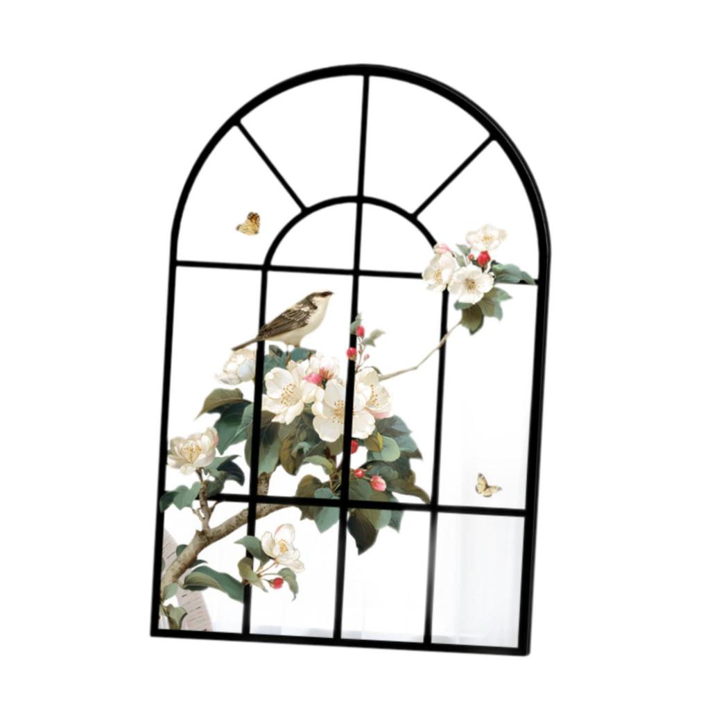 Modern Room Windowpane Arch Mirror Rustic Wood Acrylic Wall Decor for Elegant Bathroom Vanity Hotel Home Decoration