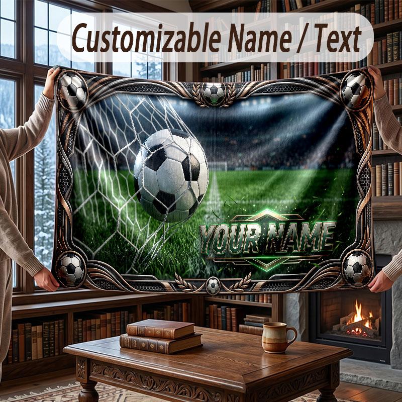 Sports Theme Throw Blanket Custom Name Text Personalized Blanket Soft Cozy Blanket for Home Sofa Bed