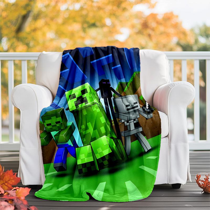 1pc Pixel games Theme Blanket - Digital Print, Polyester, Cozy for All Seasons, Perfect for Outdoor, and Travel