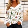 Women's Casual Fashion Long Sleeve Christmas Printed Flannel Collar Top