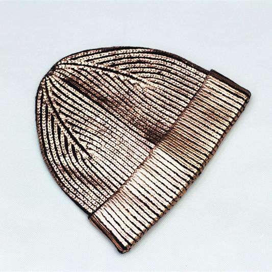 2025 Autumn Winter Metal Colour Coating Holographic Knitted Hat Men Women Harajuku Hip Hop Warm Skull Cap Beanie