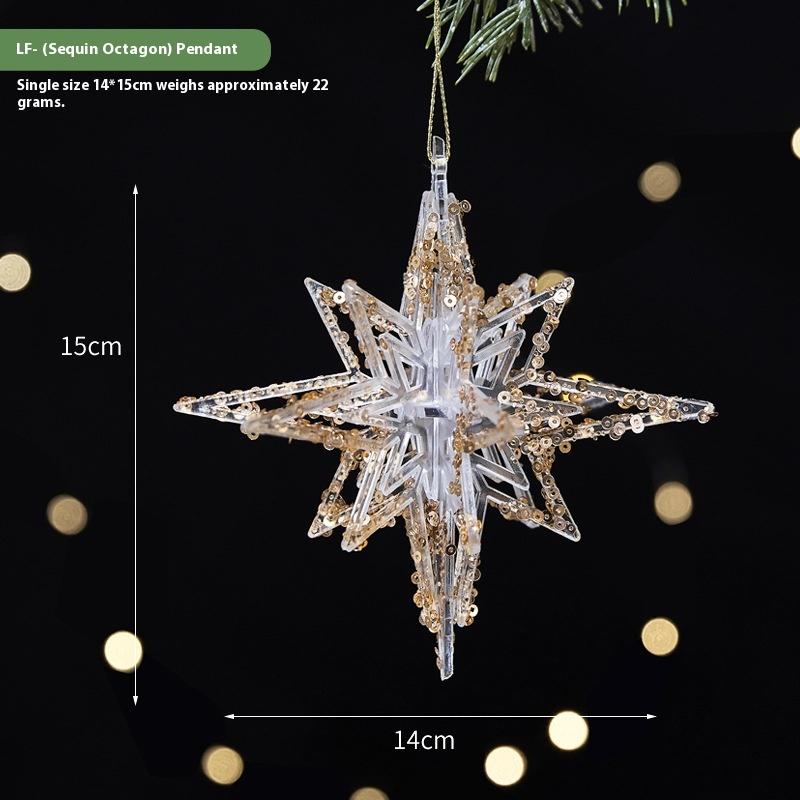 1Pcs Christmas Tree Scene Decoration Christmas Practical Sequin Acrylic Solid Color Pendant Transparent Snowflake Pendant