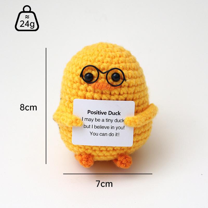 Positive Crochet Dog Doll With Affirmation Card Home Room Decoration Funny Handmade Plush Wool Doll Ornaments Christmas Gifts