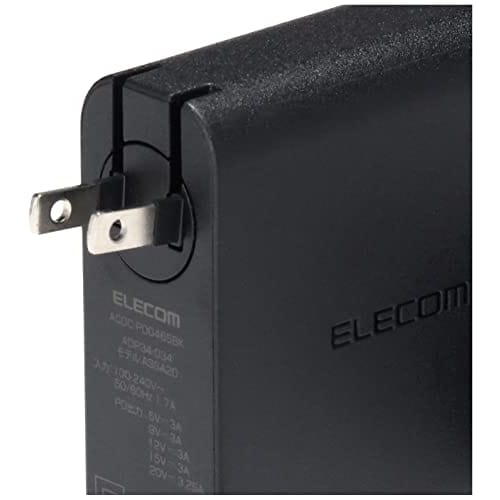 Elecom Notebook PC AC Adapter Type-C PD Compatible 65W Cable Integrated 2m Black ACDC-PD0465BK [iPhone16 Compatible]