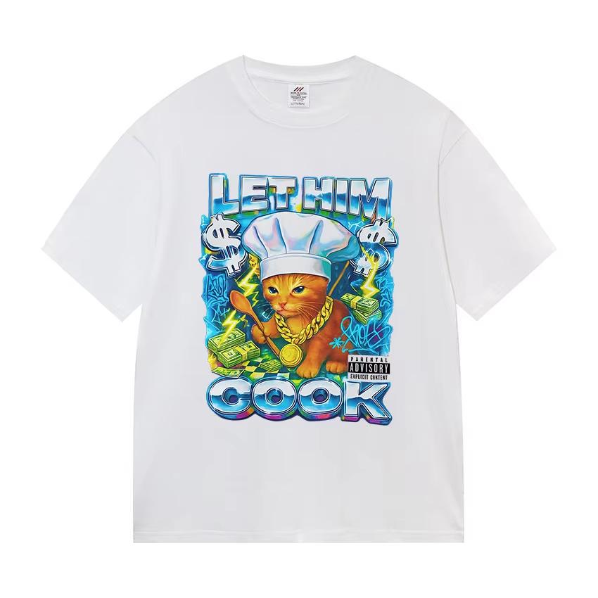 Funny Cat Graphic Print T Shirt Gang Cat Cool Hip Hop Short Sleeve Tshirts Mens Vintage High Quality Oversized Cotton Tees Top