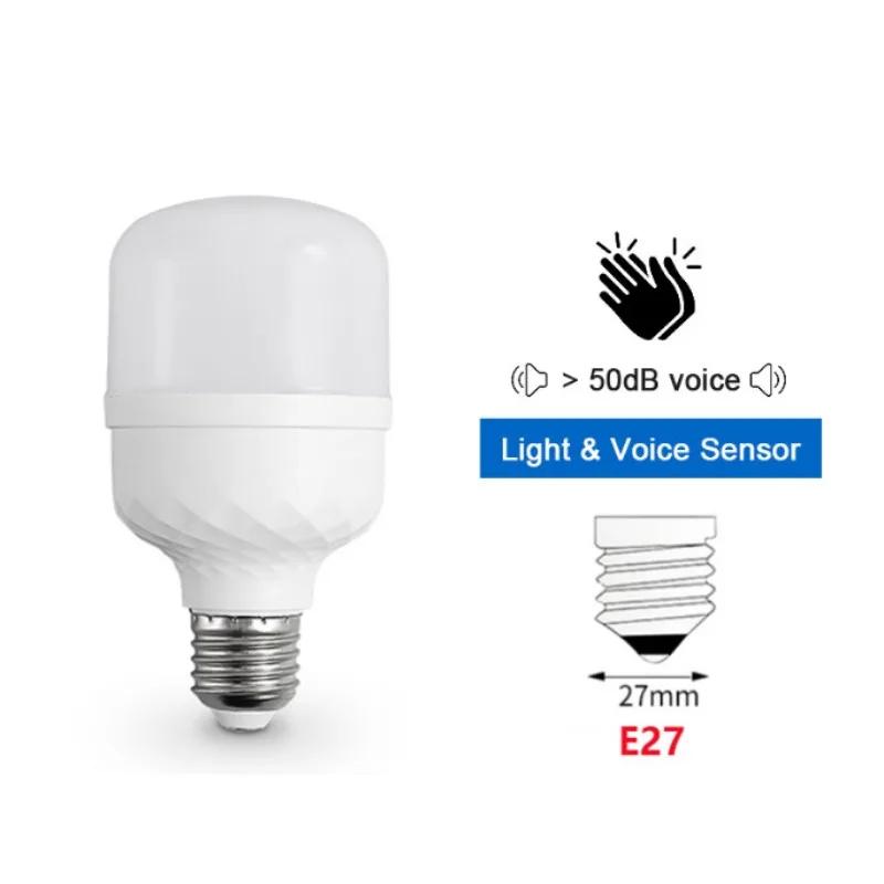 E27 LED Bulb 220V Voice Control Light Motion Sensor Radar Sensor Emergency Lamp For Home Living Room Stair Corridors Warehouse