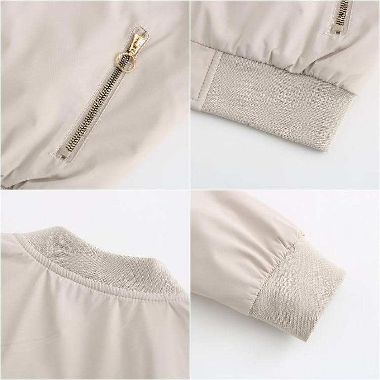 Women's Casual Cotton Bomber Jacket Stand Collar Slim Fit Long Sleeve Thick Outerwear Basic Coats Ladies Motorcycle Fashion