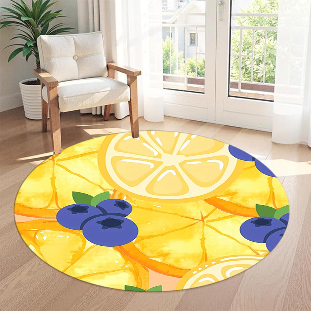 Runder Obst-Büroteppich Design für Foyer Spielzimmer Außenbereiche Schlafzimmer Rutschfester Runder Teppich Büro Heimdekoration Perfektes Geschenk für Frauen Männer