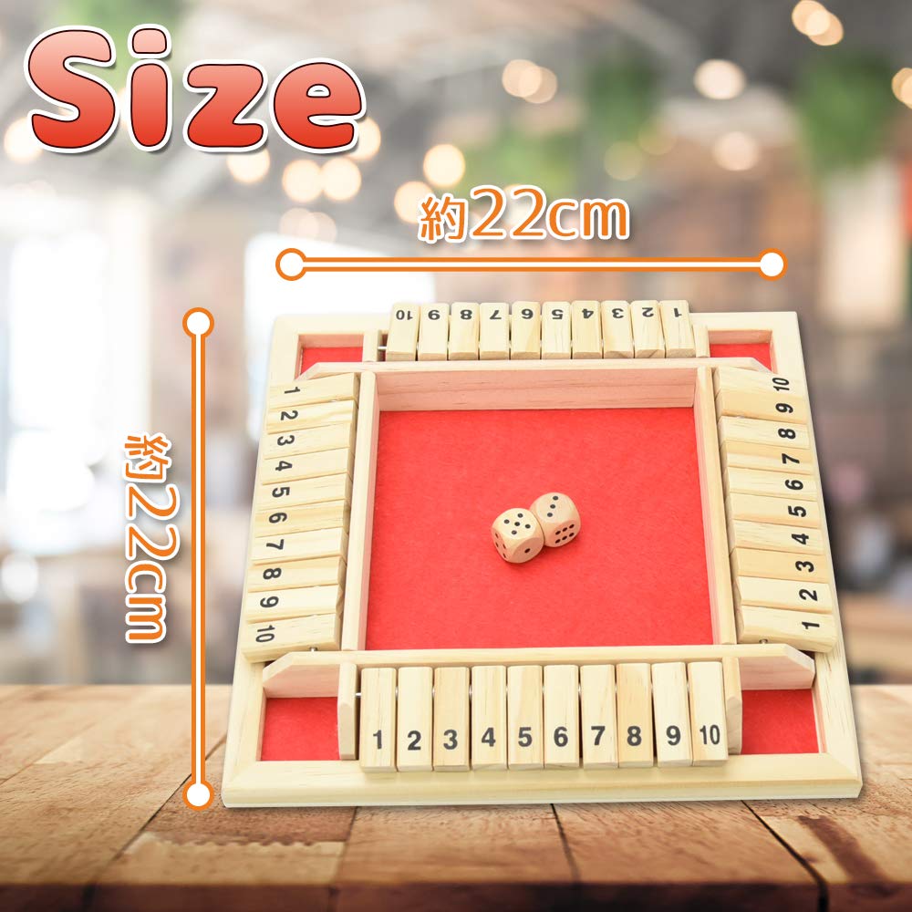 Shut the Box Number Board Game Everyone Can Play Pub Game Exciting Wooden (Red)