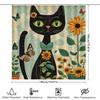 Vintage Chic Black Cat Shower Curtain With Sunflowers Perfect Bathroom Decor Gift For Her