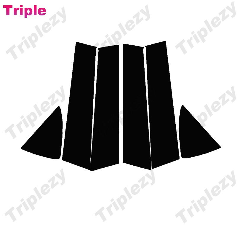 For Mazda 2 Demio Hatchback 2015- 6Pcs Glossy Piano Black Car BC Pillar Post Cover Trim Carbon Fiber PC Material Sticker