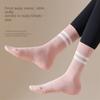 1 Pair of Women's Yoga Socks Skipping Rope Sports Pilates Indoor Anti Slip Floor Double Bar Mid Leg Socks