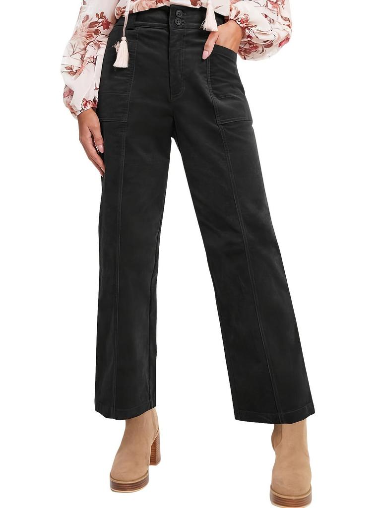Women's Spring/Summer Corduroy Straight-Leg Pants - Fashionable Solid Color Versatile Design