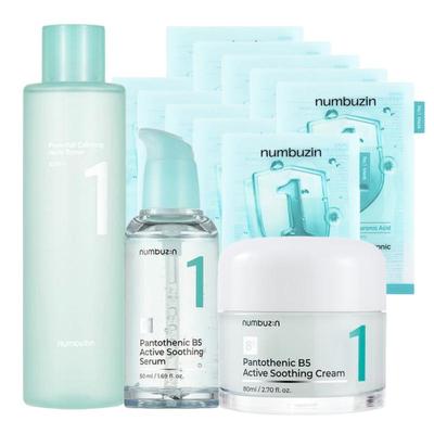 No.1 Pure-Full Calming Herb Skincare Set (Mask Pack 10 Sheets + Toner 300ml + Serum 50ml + Cream 80ml)