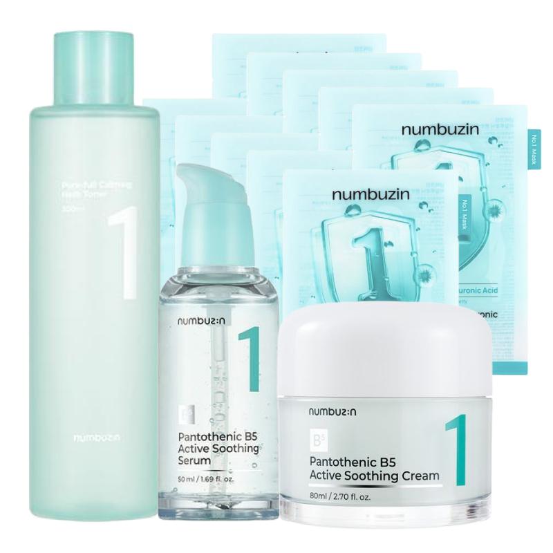 

NUMBUZIN No.1 Pure-Full Calming Herb Skincare Set (Mask Pack 10 Sheets + Toner 300ml + Serum 50ml + Cream 80ml)