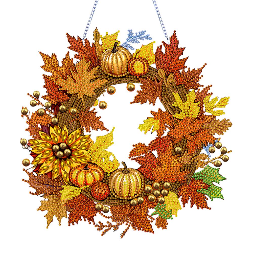 Special Shaped Diamond Painting Wall Decor Wreath Autumn Pumpkin Christmas Spot Drill Garland for Home Window Door Decor Gift