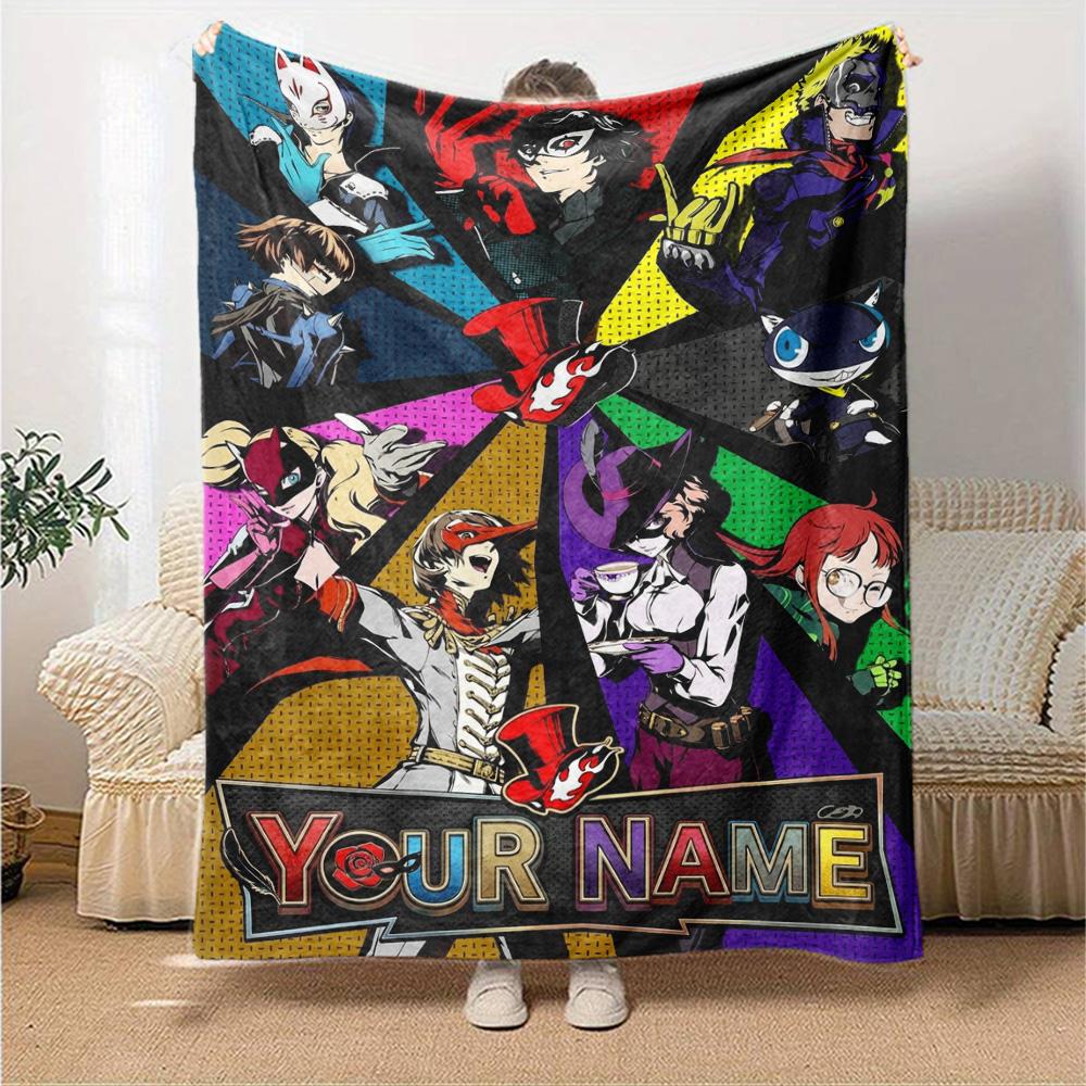 Name Custom Persona 5 Print Flannel Blanket High Quality Warm Comfortable Cover for All Seasons Perfect for Gifts Home Decor
