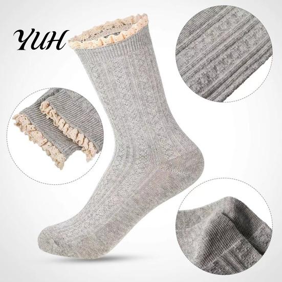 Fashionable Leg Warmers for Boots Ruffle Crew Socks Women, Cotton Frilly Lace Socks, Soft Breathable Skin Friendly Ankle Casual Ankles Daily Wear And