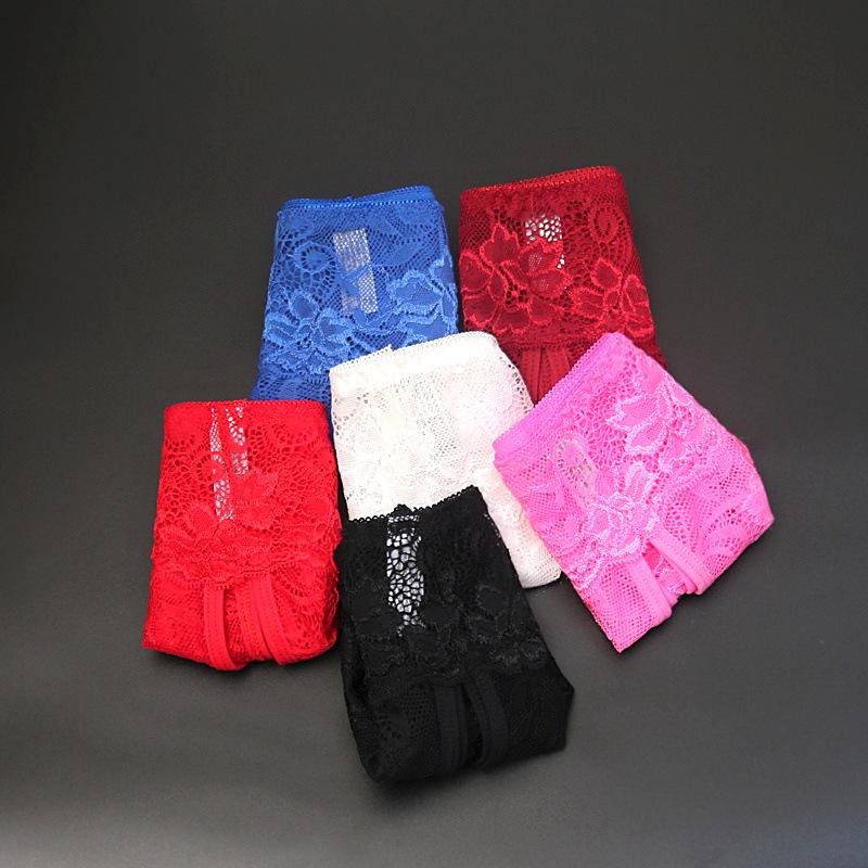 Plus Size Low Waist Sexy Lace Underwear for Women with Open Crotch