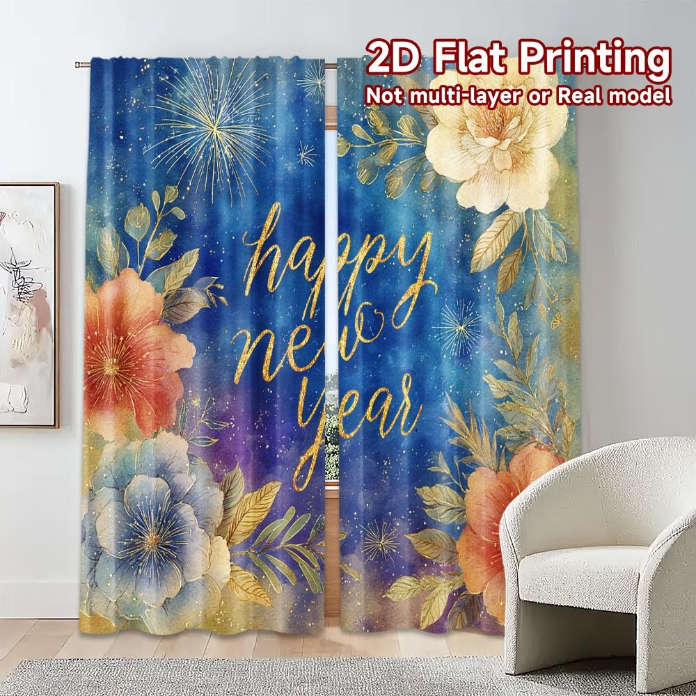 Modern Flat Printing Jit Curtains Without Rod Festive Cityscape Window Treatment Semi Room Sheer Set Of 2 Made Polyester