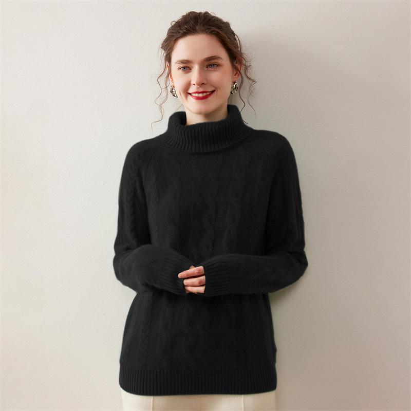 Women's Cashmere High Neck Sweater 2025: New Winter Style, Gentle Loose Fit, Slimming Thick Base Layer.